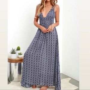 LULUS• Field Day Navy Blue Tie Strap Maxi Dress